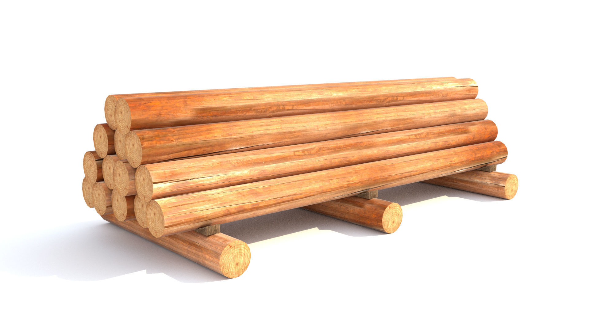 Round log 3D model_0