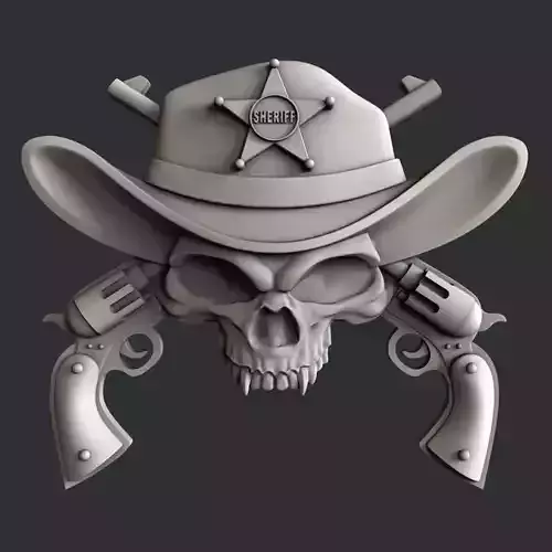 3d STL models for CNC router  skull sheriff