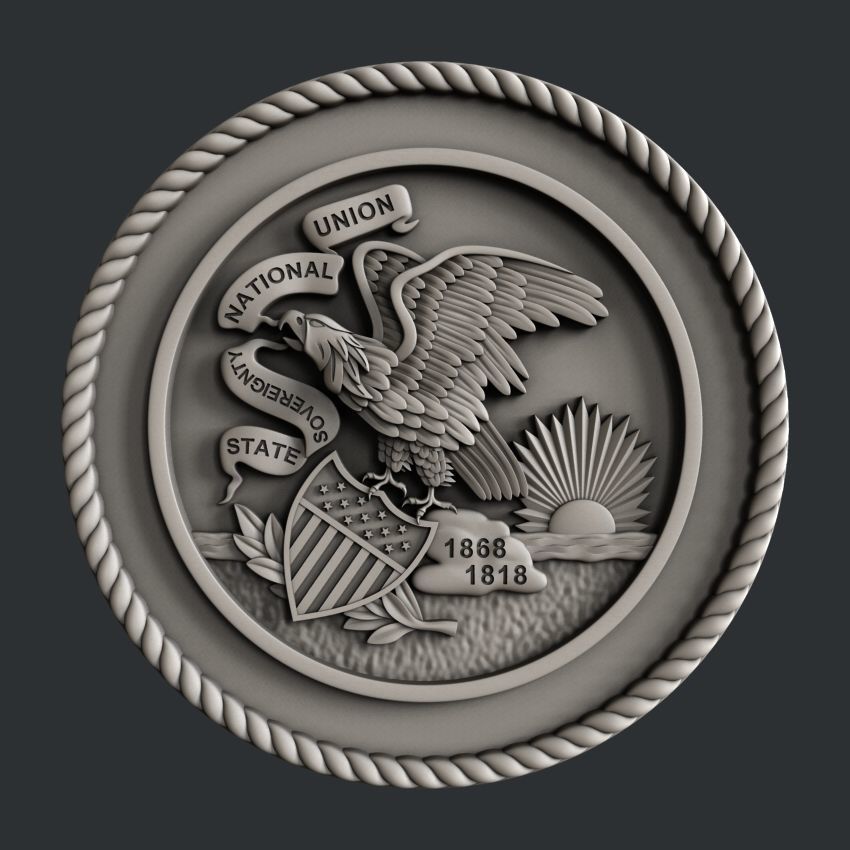 3d STL models for CNC router Seal Illinois 3D model_1