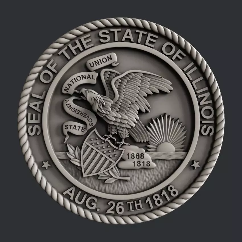 3d STL models for CNC router Seal Illinois 3D model_0