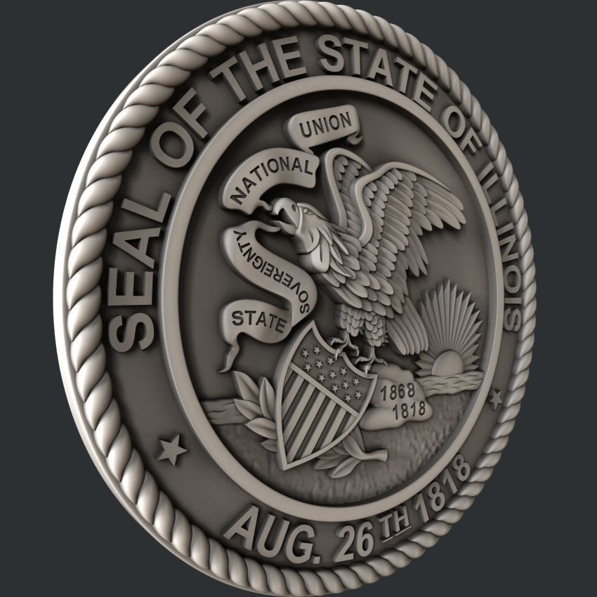 3d STL models for CNC router Seal Illinois 3D model_2