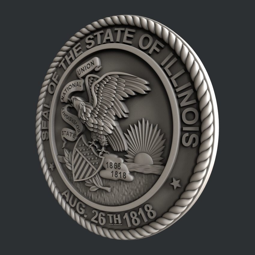 3d STL models for CNC router Seal Illinois 3D model_3