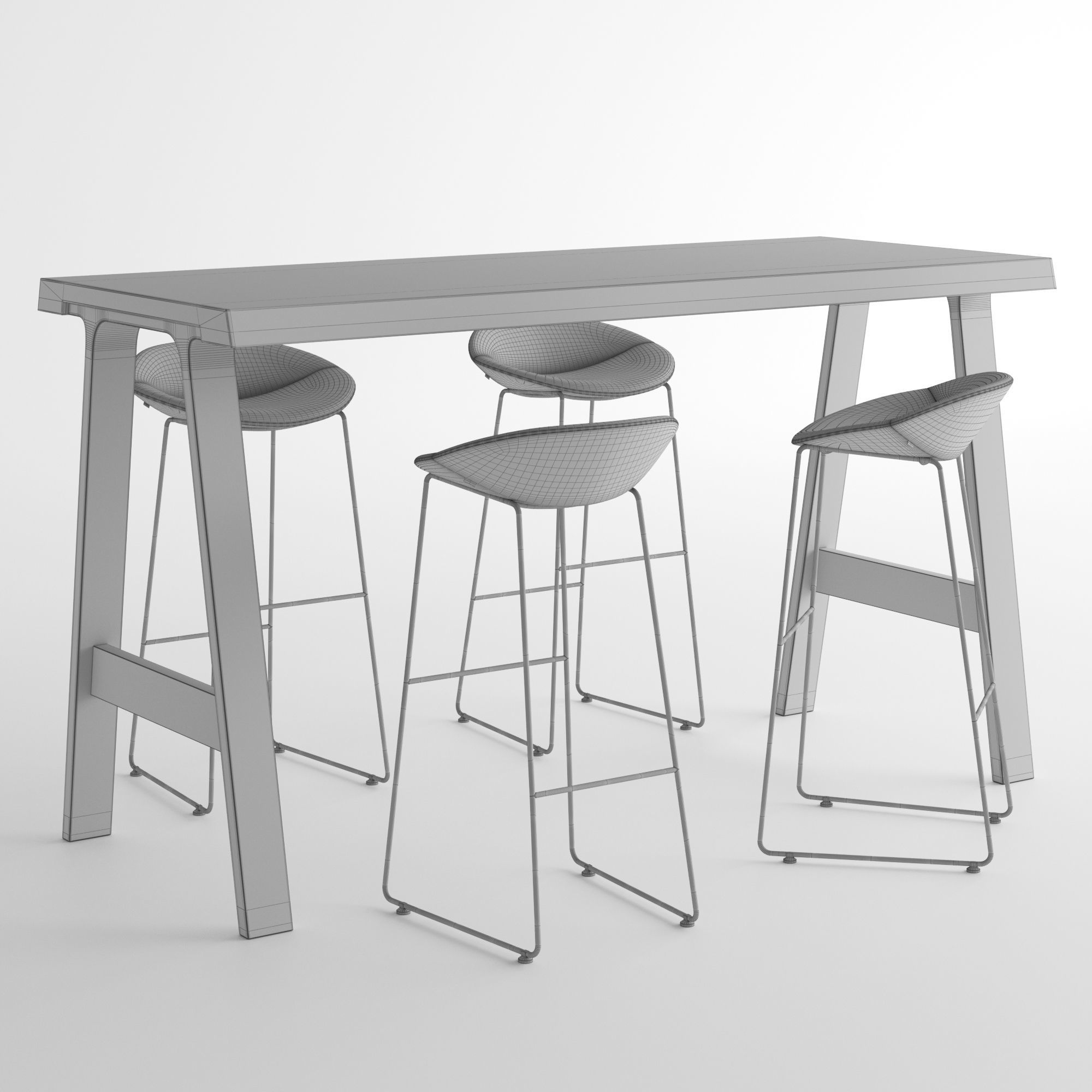 Montis Doble Table and MIck Bar Stool High 3D model_1