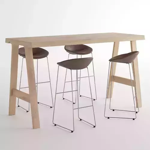 Montis Doble Table and MIck Bar Stool High 3D model