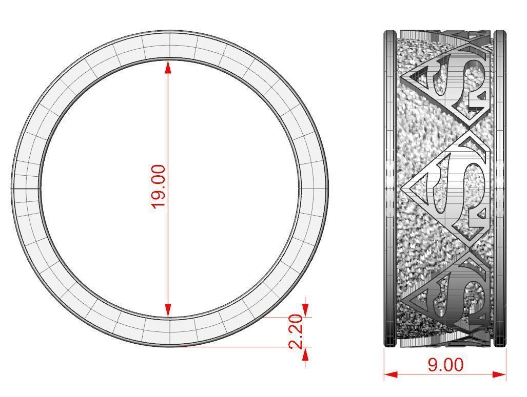 The Ring of Superman symbol around the ring 3D print model_7