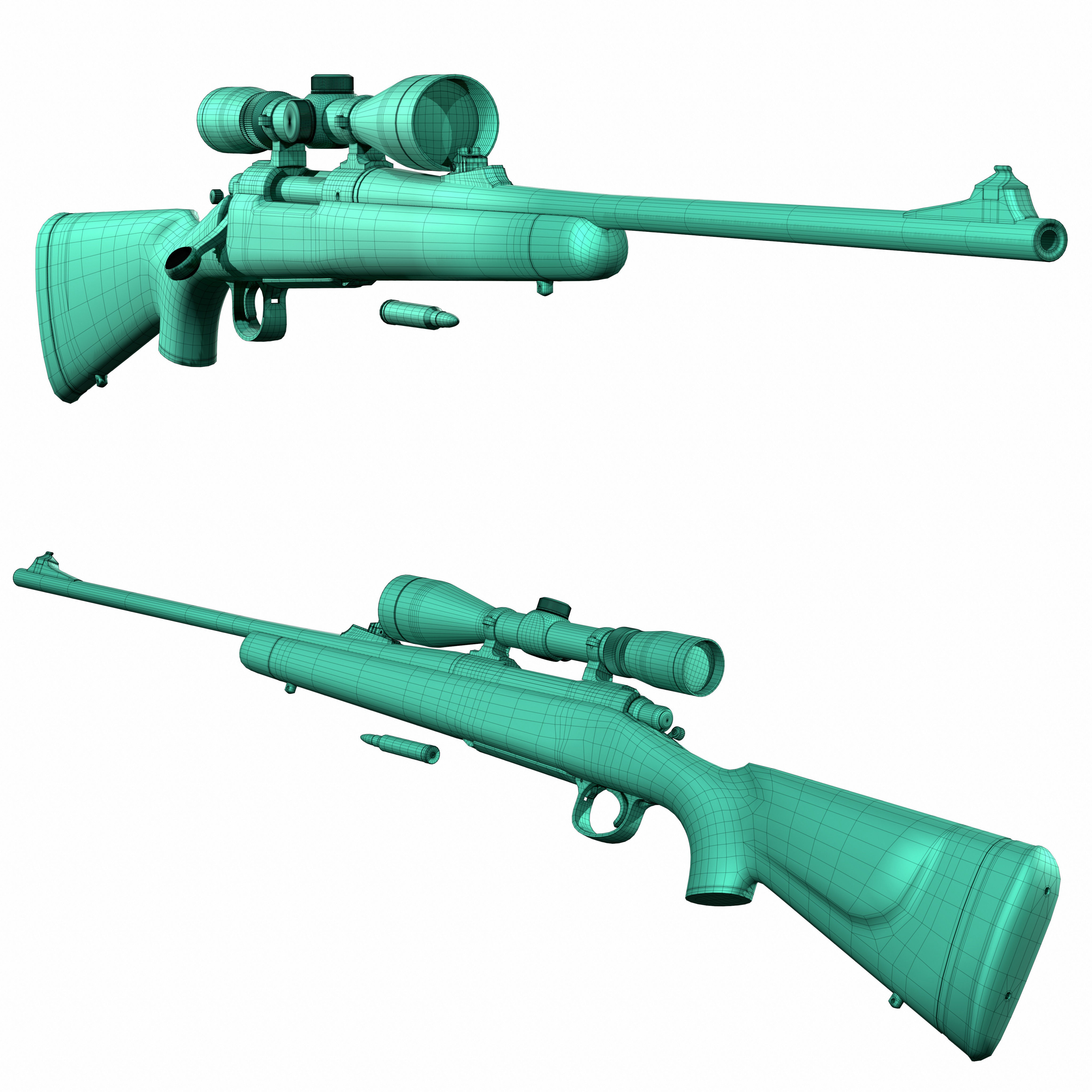 Remington Model 700 Low-poly 3D model_17