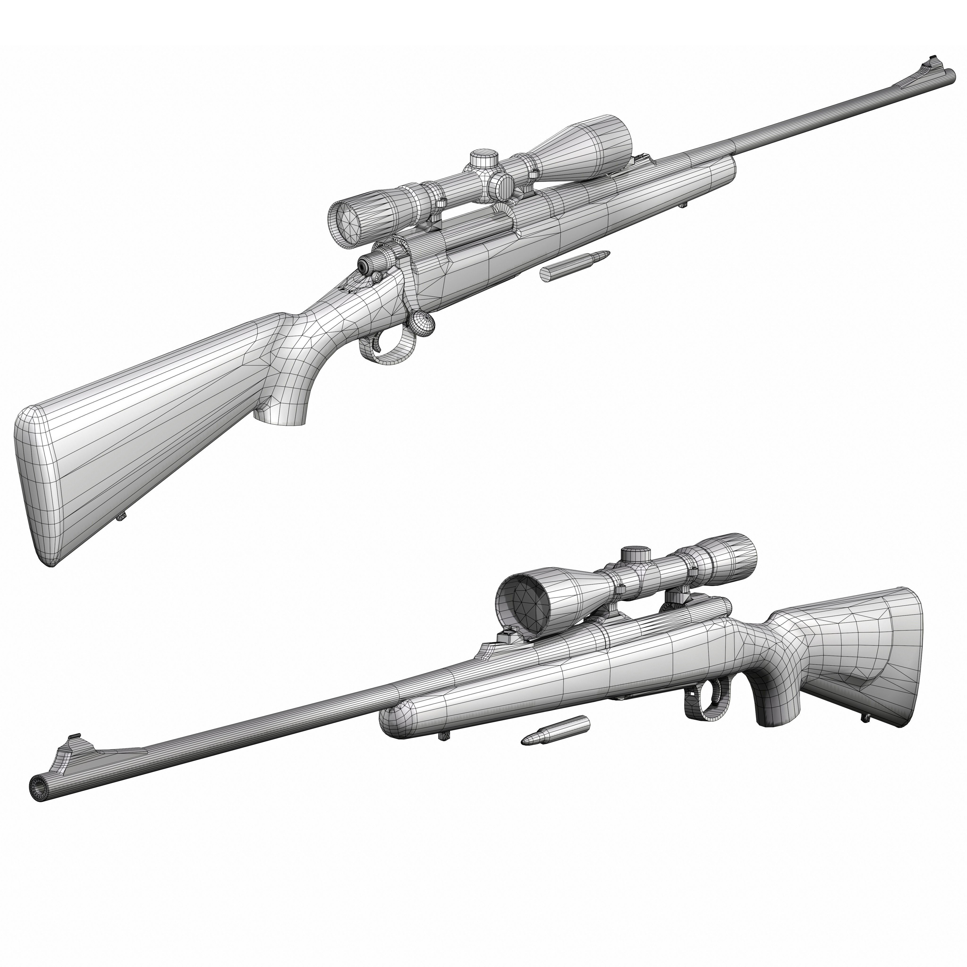 Remington Model 700 Low-poly 3D model_13