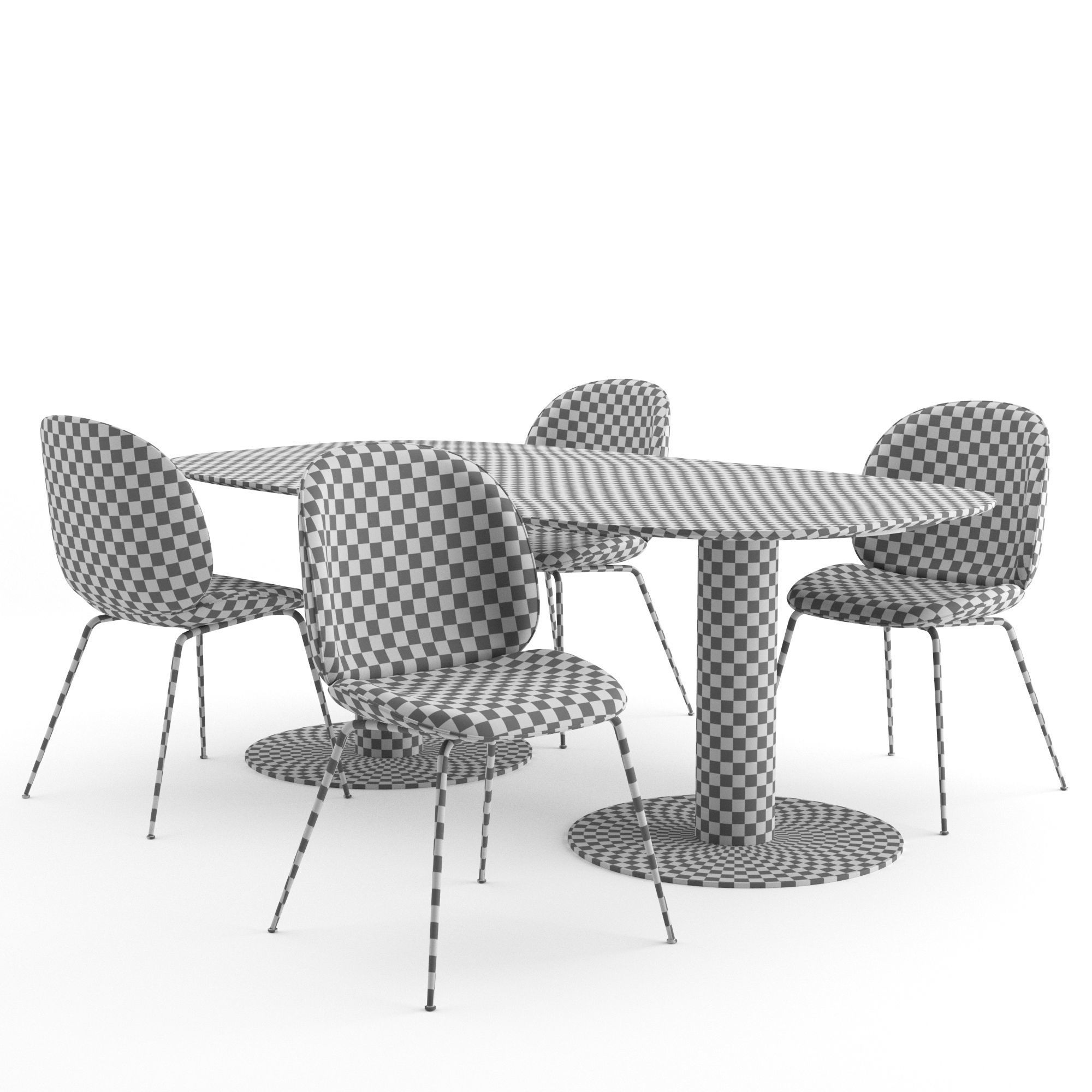 Beetle Dining Chair and Marble tables by GUBI 3D model_4