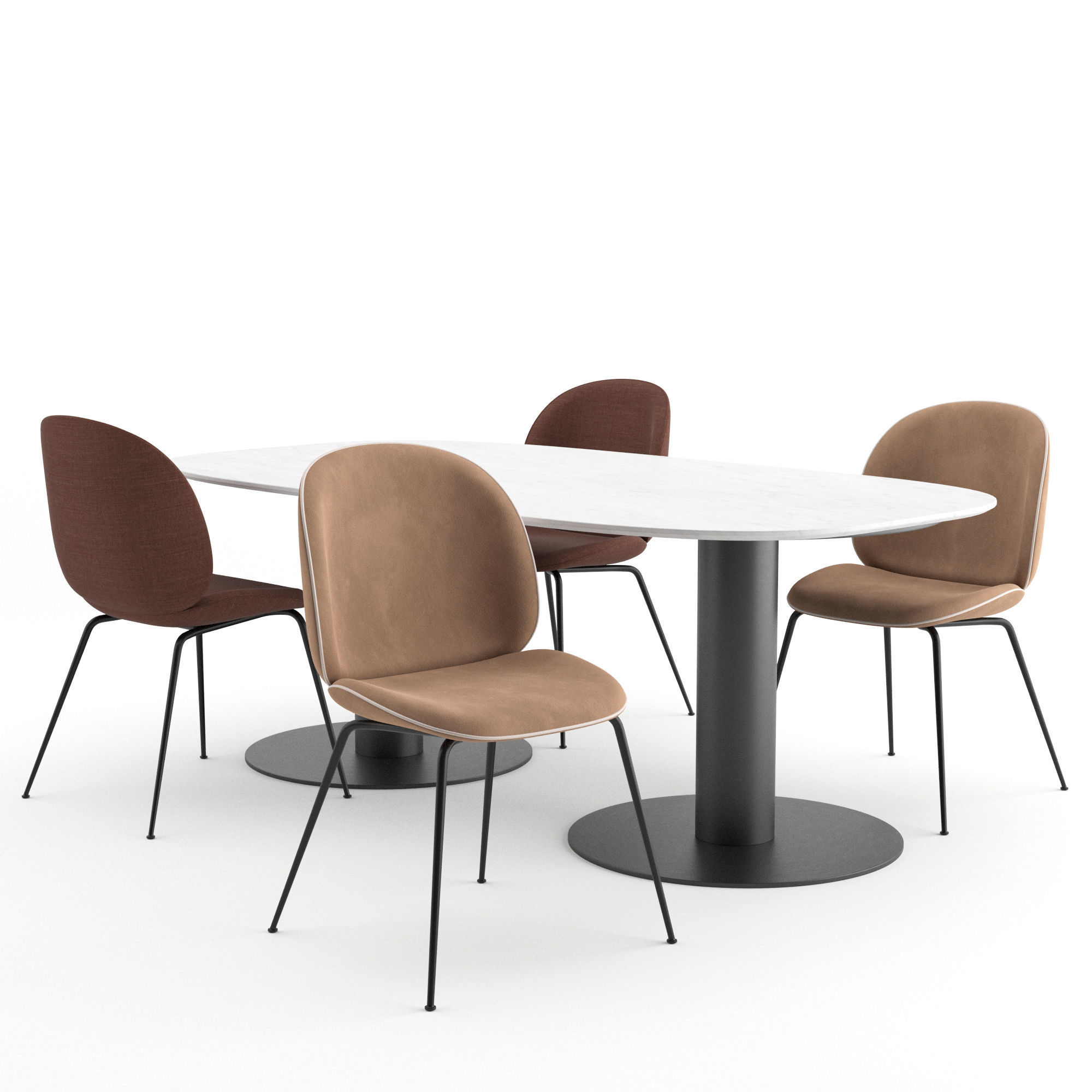 Beetle Dining Chair and Marble tables by GUBI 3D model_3