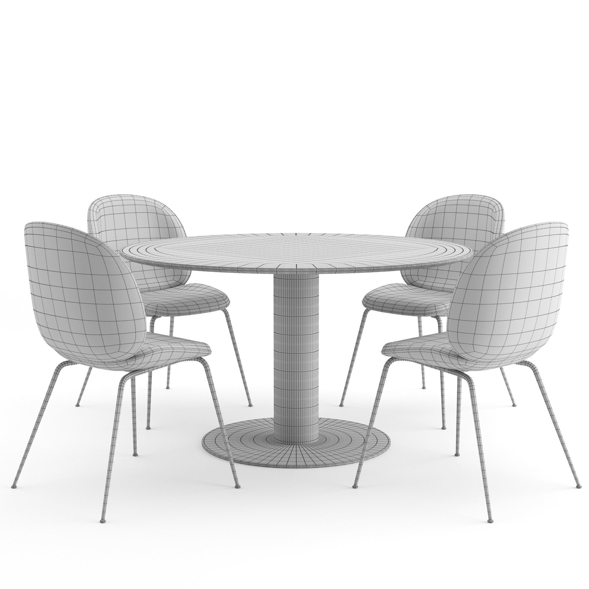 Beetle Dining Chair and Marble tables by GUBI 3D model_2