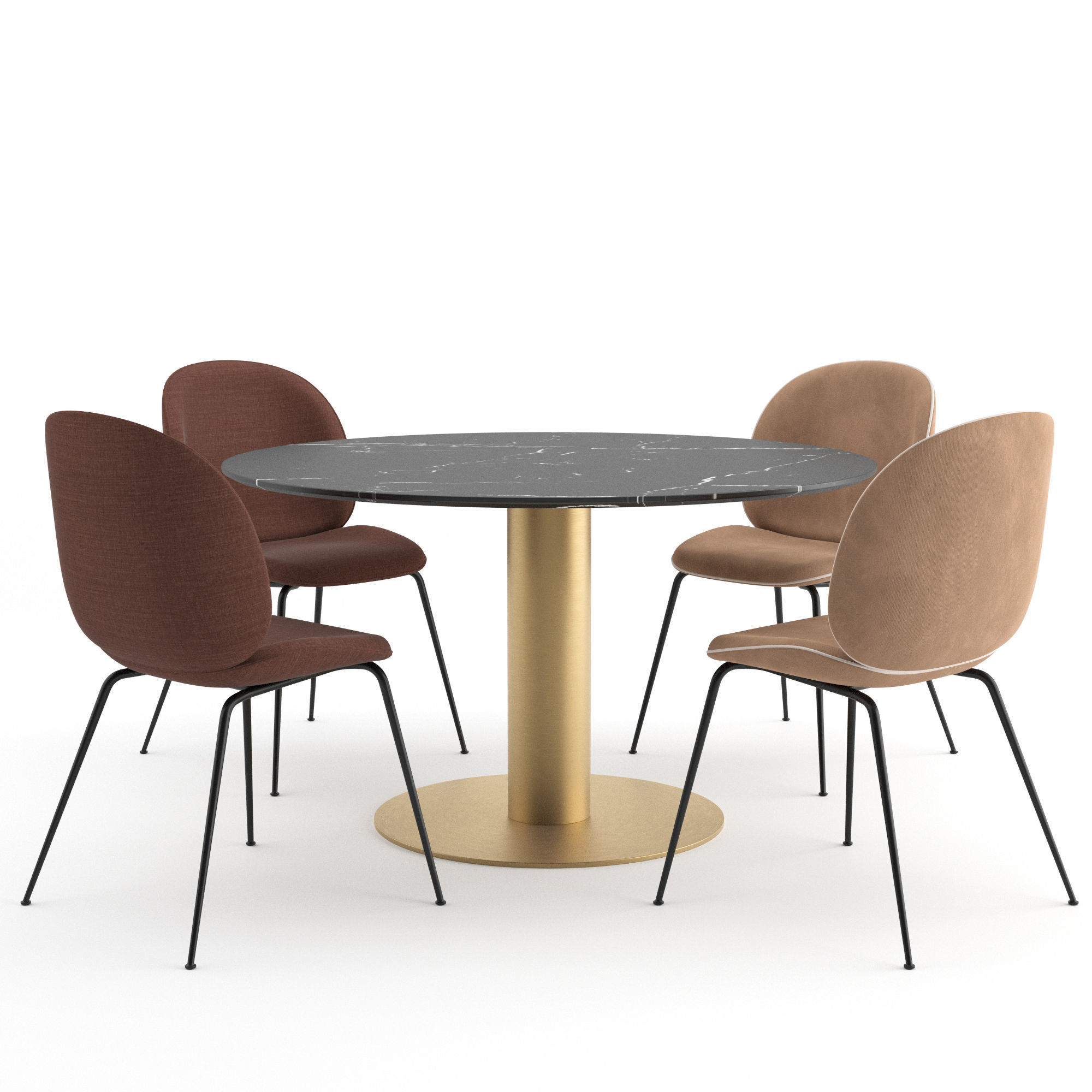 Beetle Dining Chair and Marble tables by GUBI 3D model_1