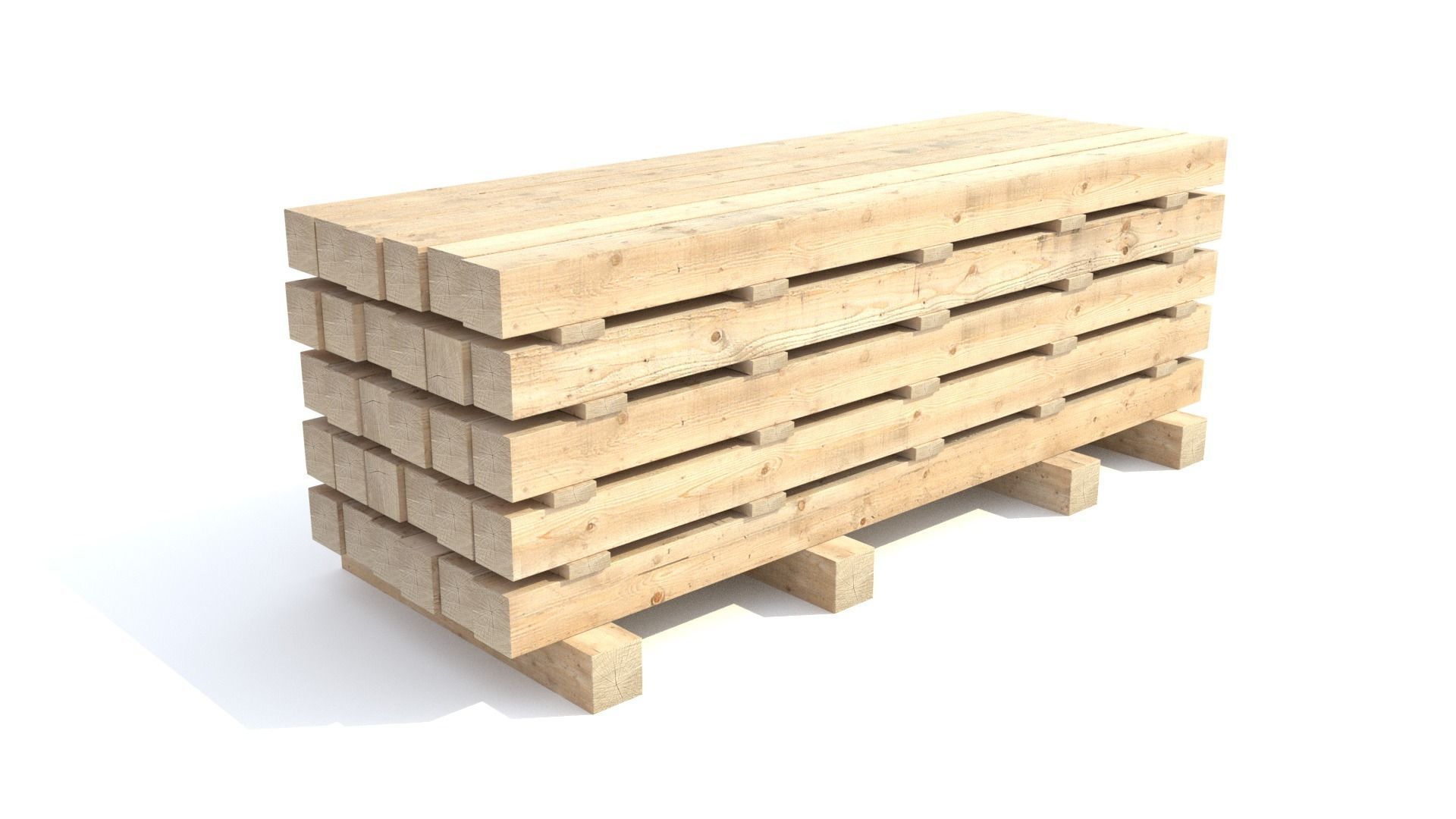 Wooden beam 3D model_1