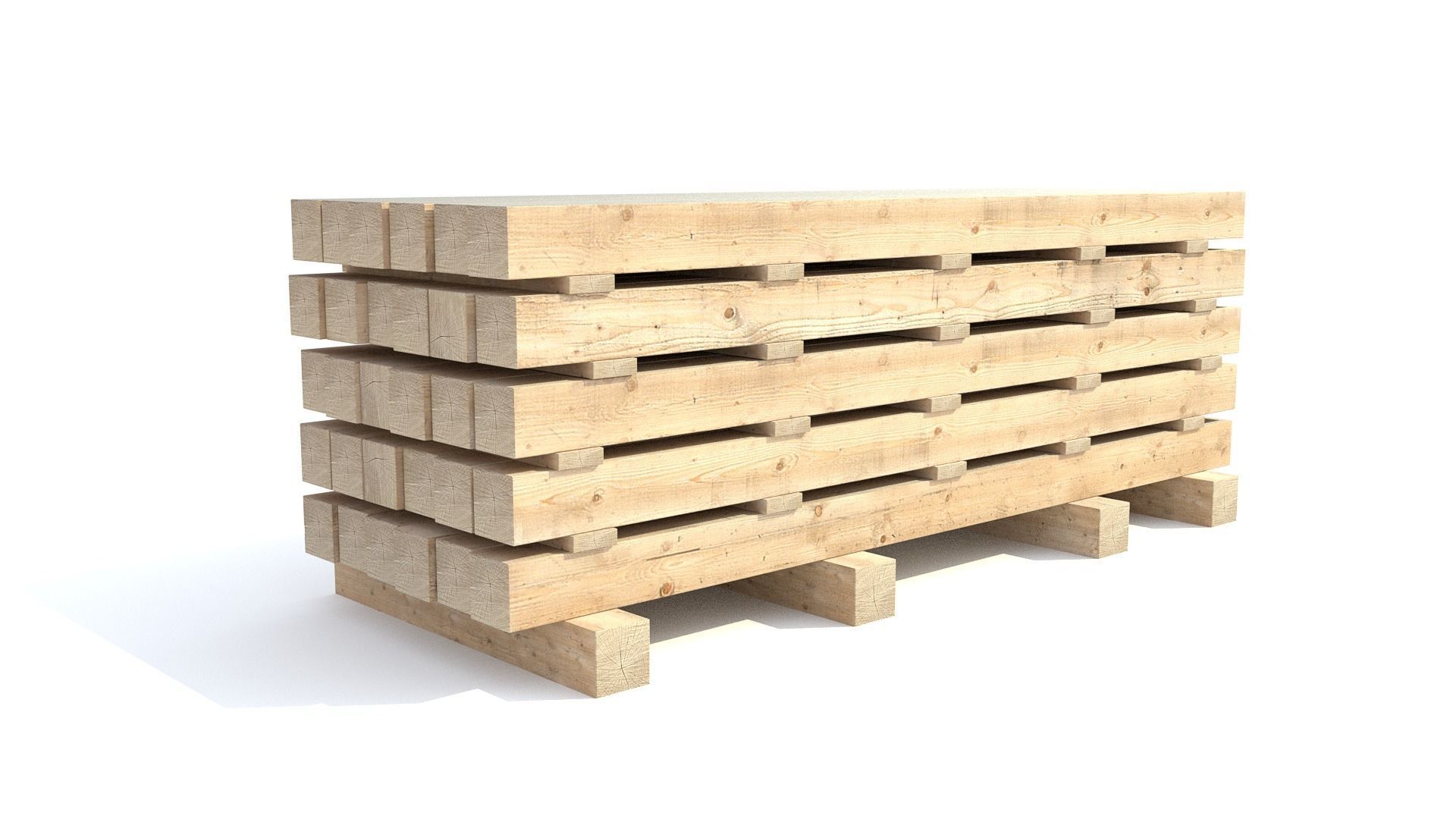 Wooden beam 3D model_0