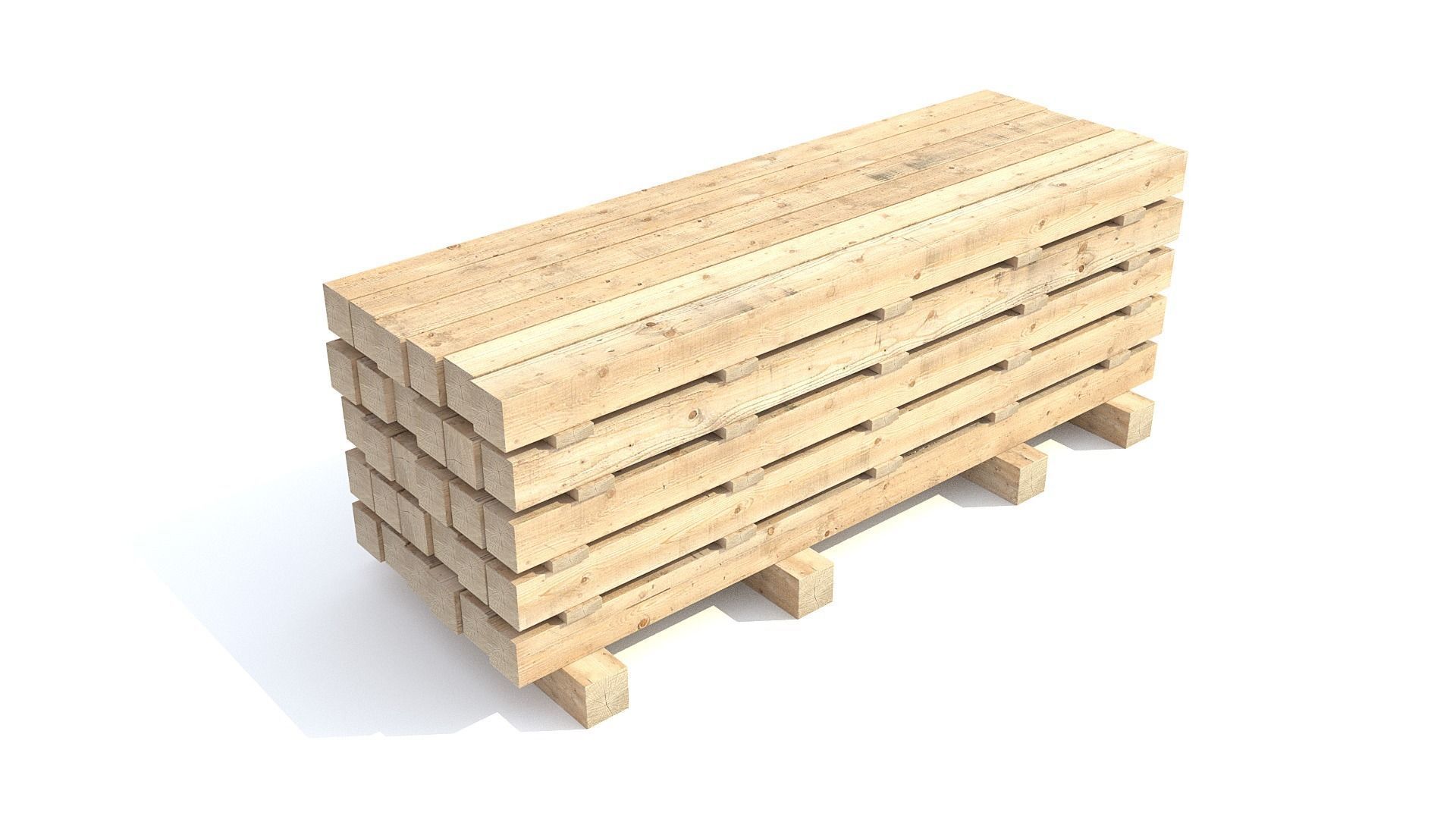 Wooden beam 3D model_2