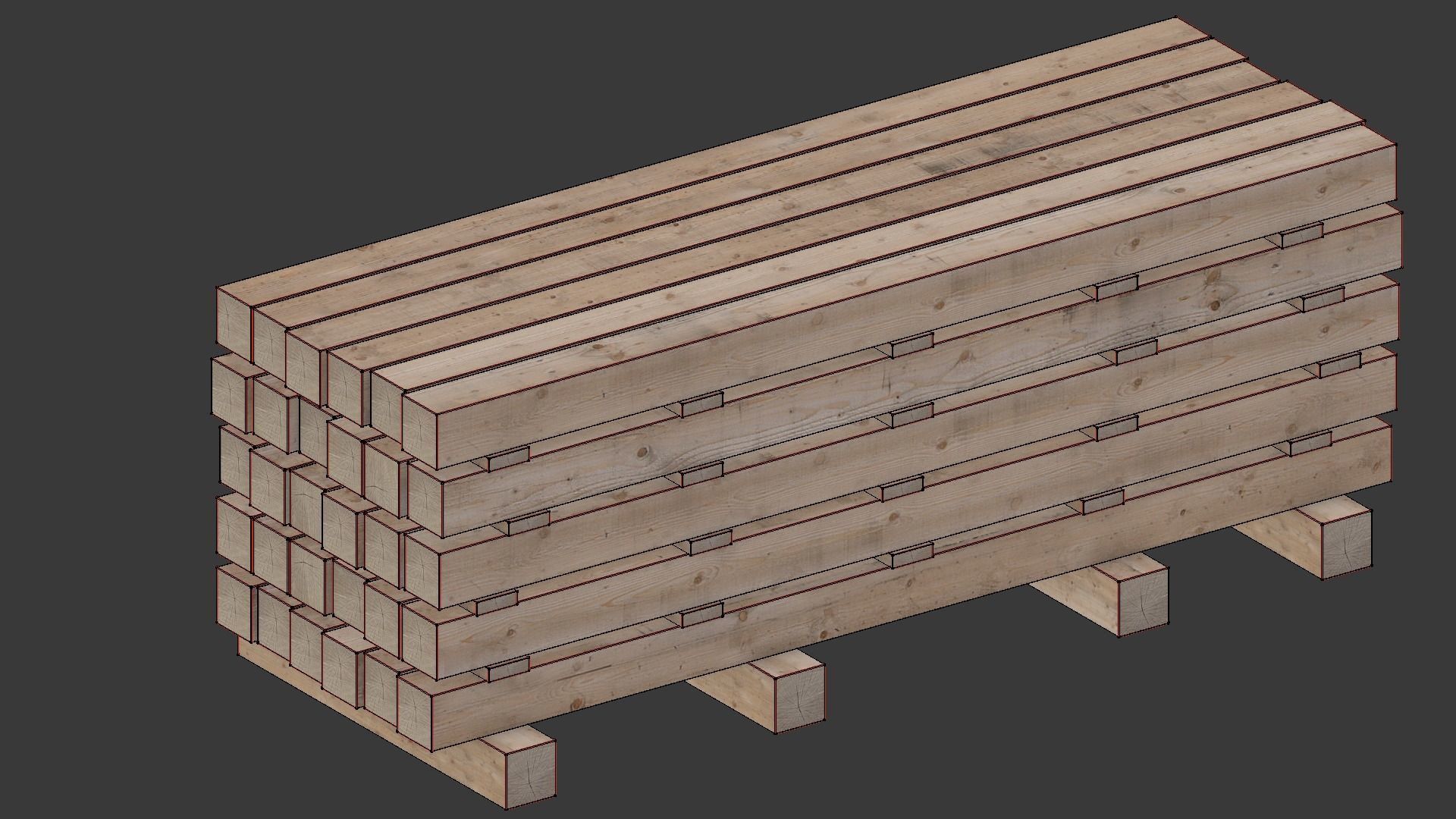 Wooden beam 3D model_12