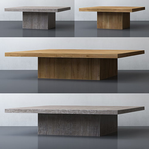 RH RECLAIMED RUSSIAN OAK PLINTH SQUARE COFFEE TABLE 3D model