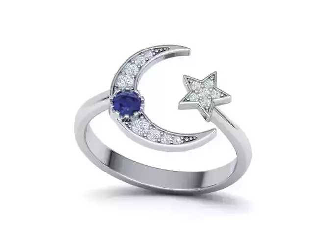 Moon and Star gold ring printable 3d model 