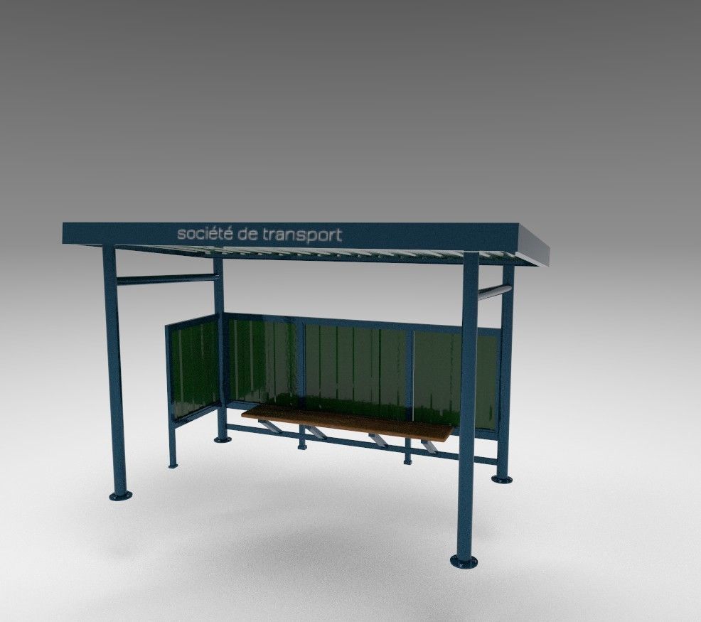 bus stop Low-poly 3D model_3