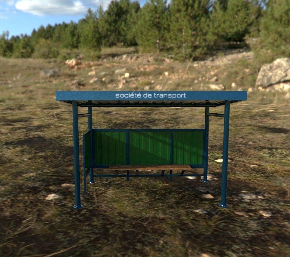 bus stop Low-poly 3D model_6