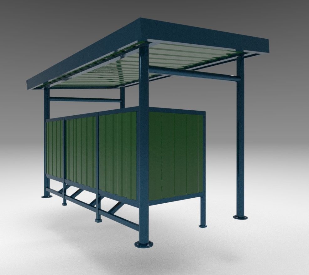 bus stop Low-poly 3D model_2