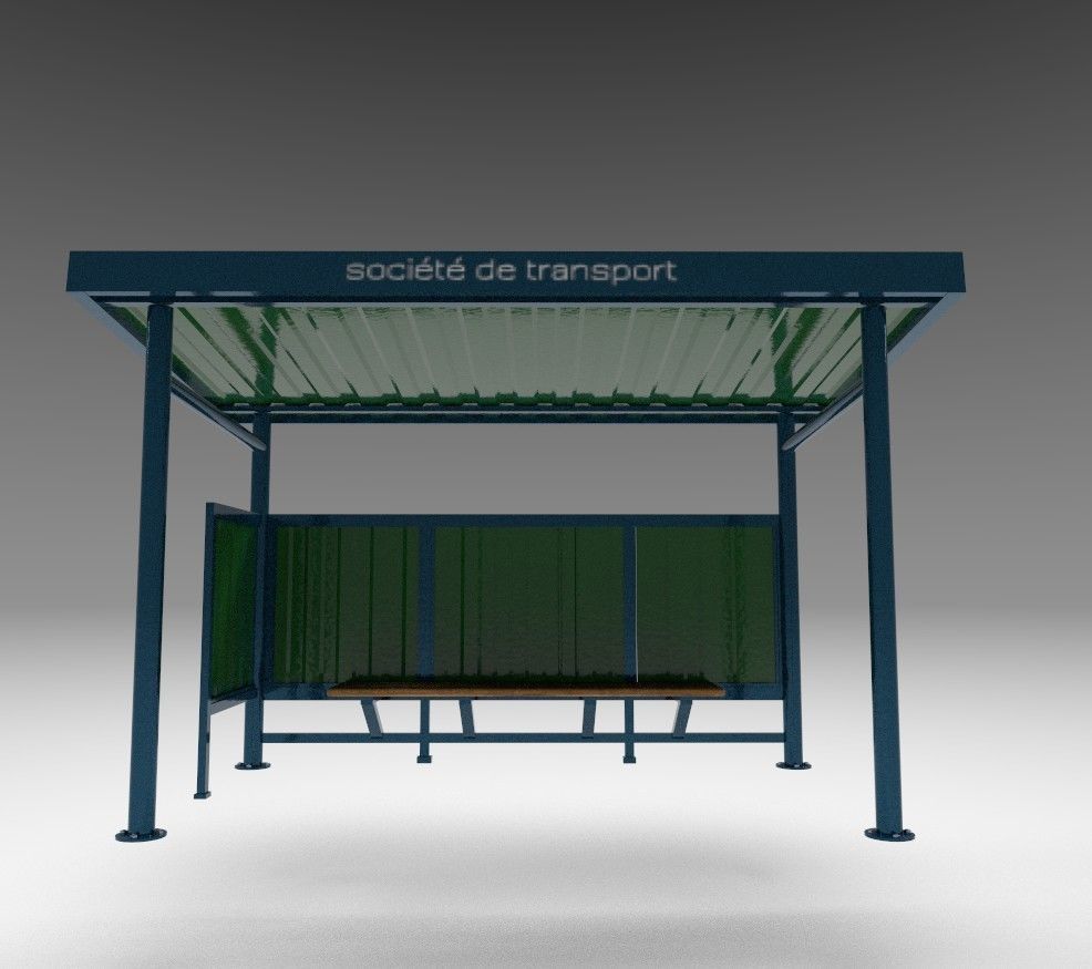 bus stop Low-poly 3D model_7