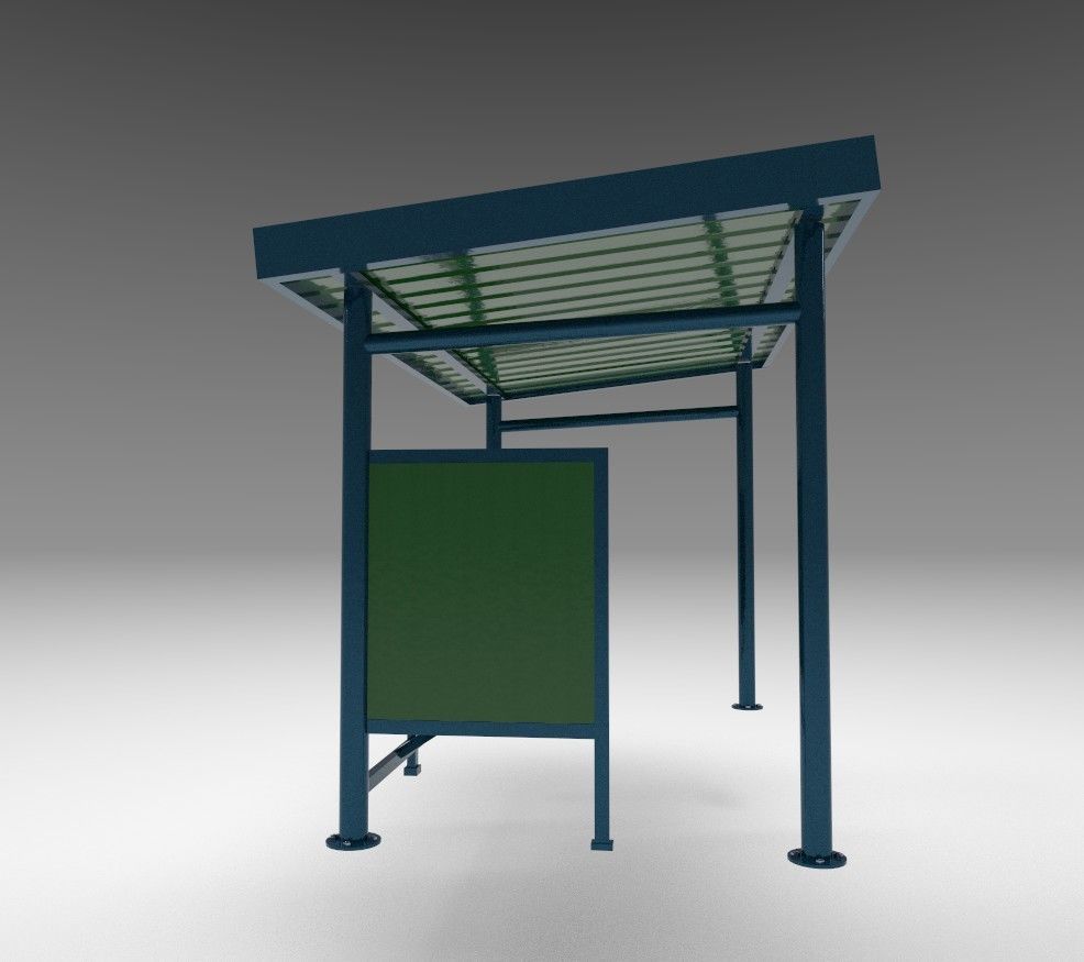 bus stop Low-poly 3D model_4