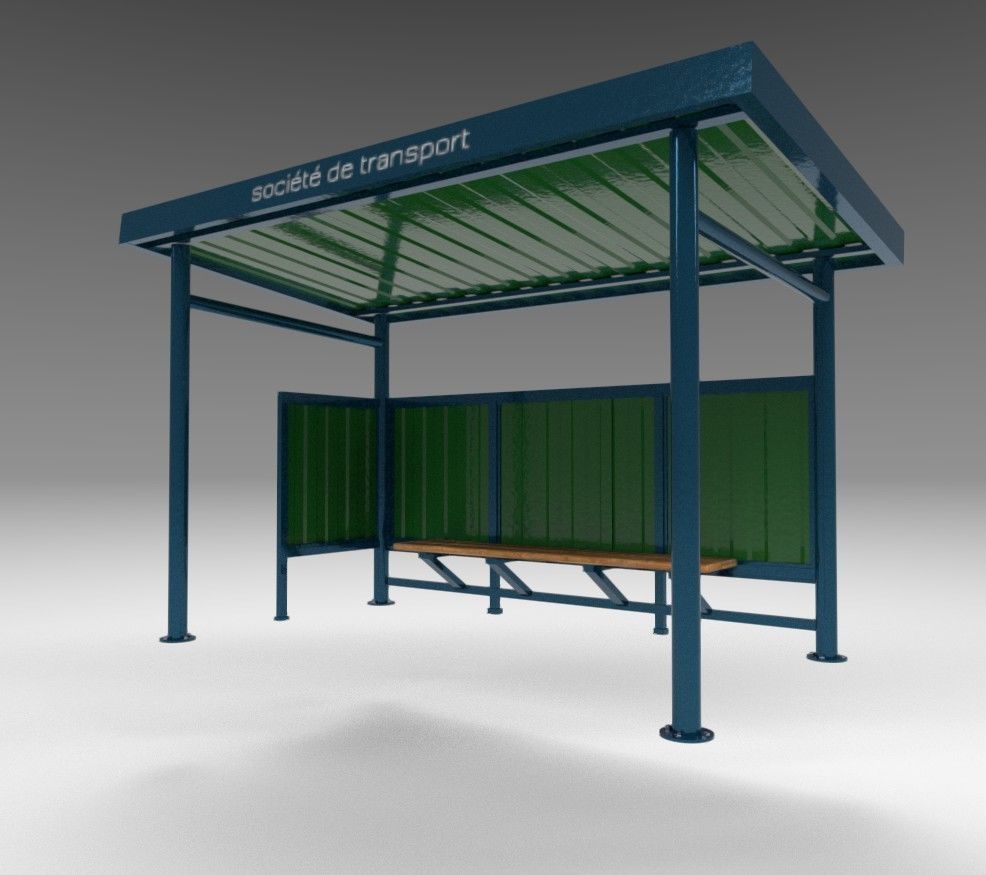 bus stop Low-poly 3D model_1