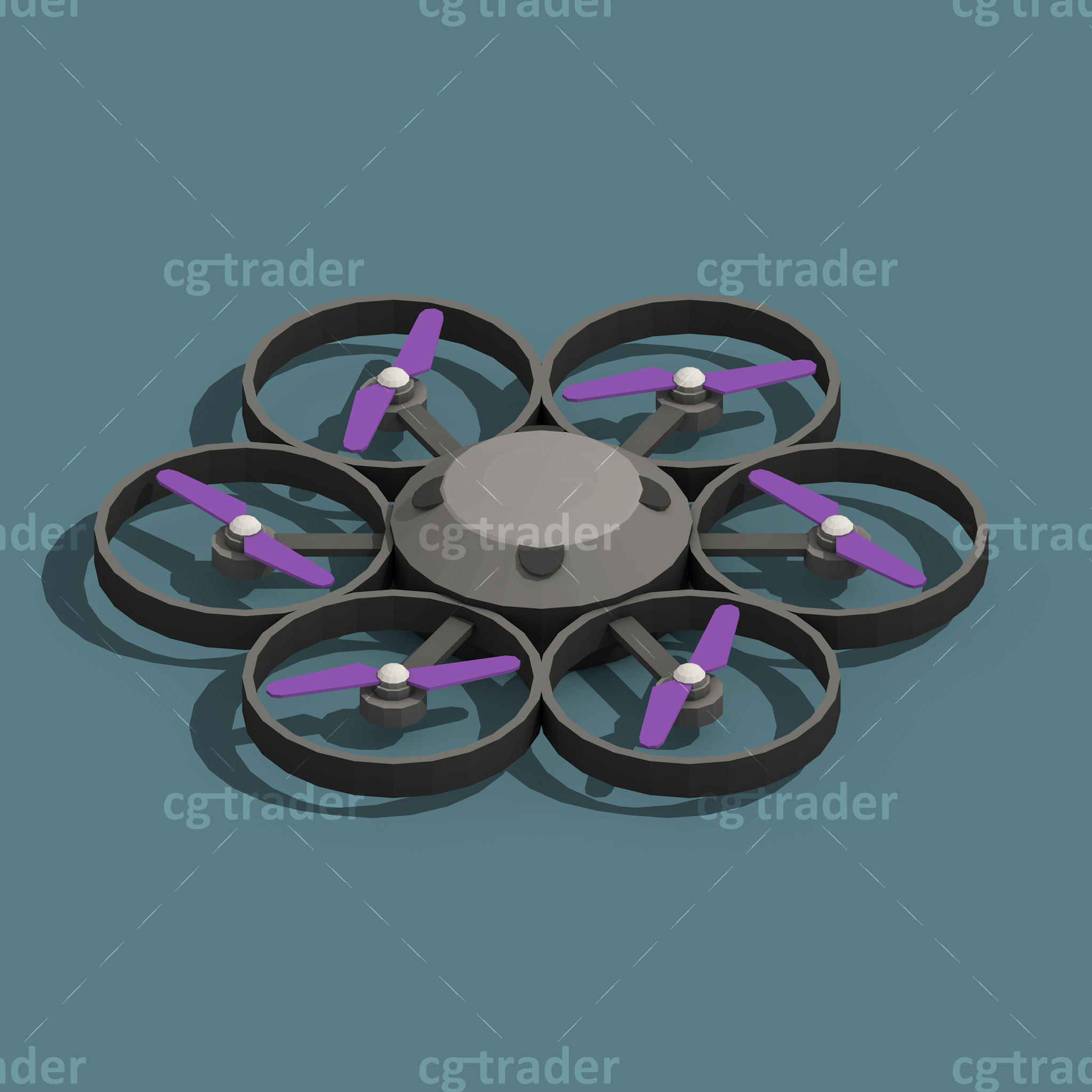 Low Poly Drone Isometric Icon Pack 01 Low-poly 3D model_6