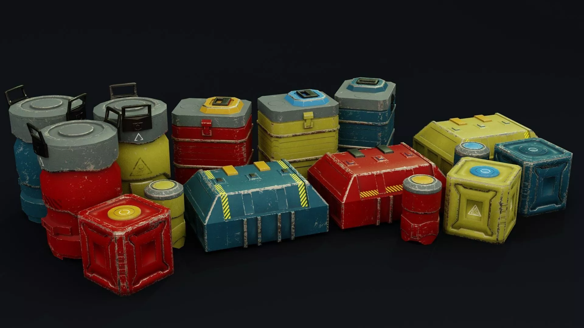Sci Fi containers Low-poly 3D model
