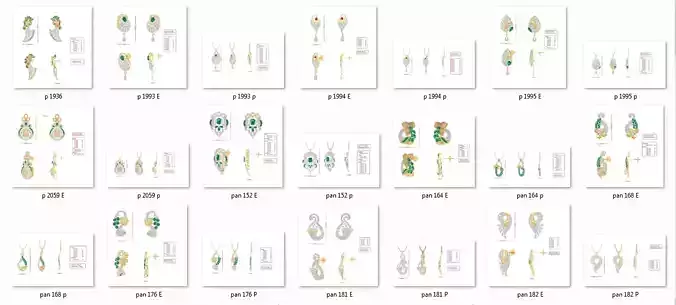 88 Cocktail Pendant Earrings Set 3dm  render bulk collection  3D print model