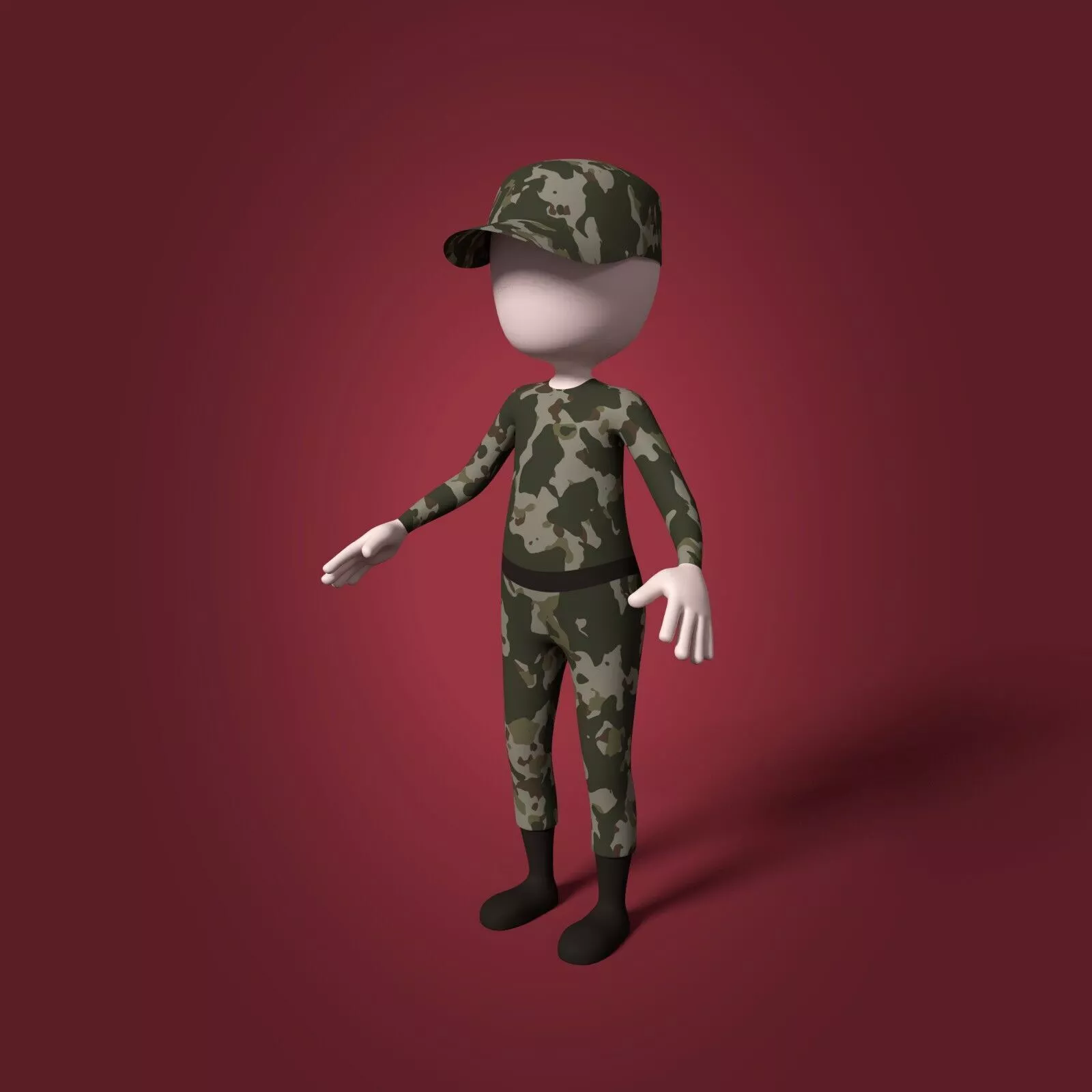 Cartoon Soldier - Stickman Low-poly 3D model