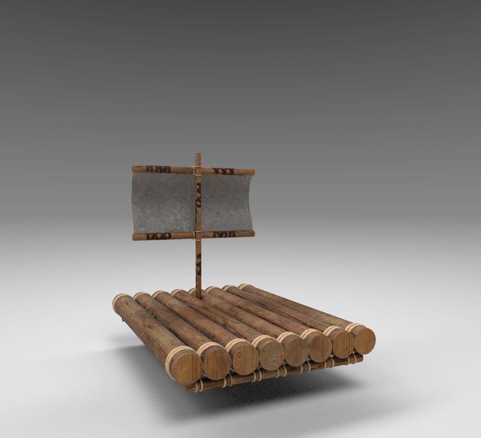 boat of whood Low-poly 3D model_3