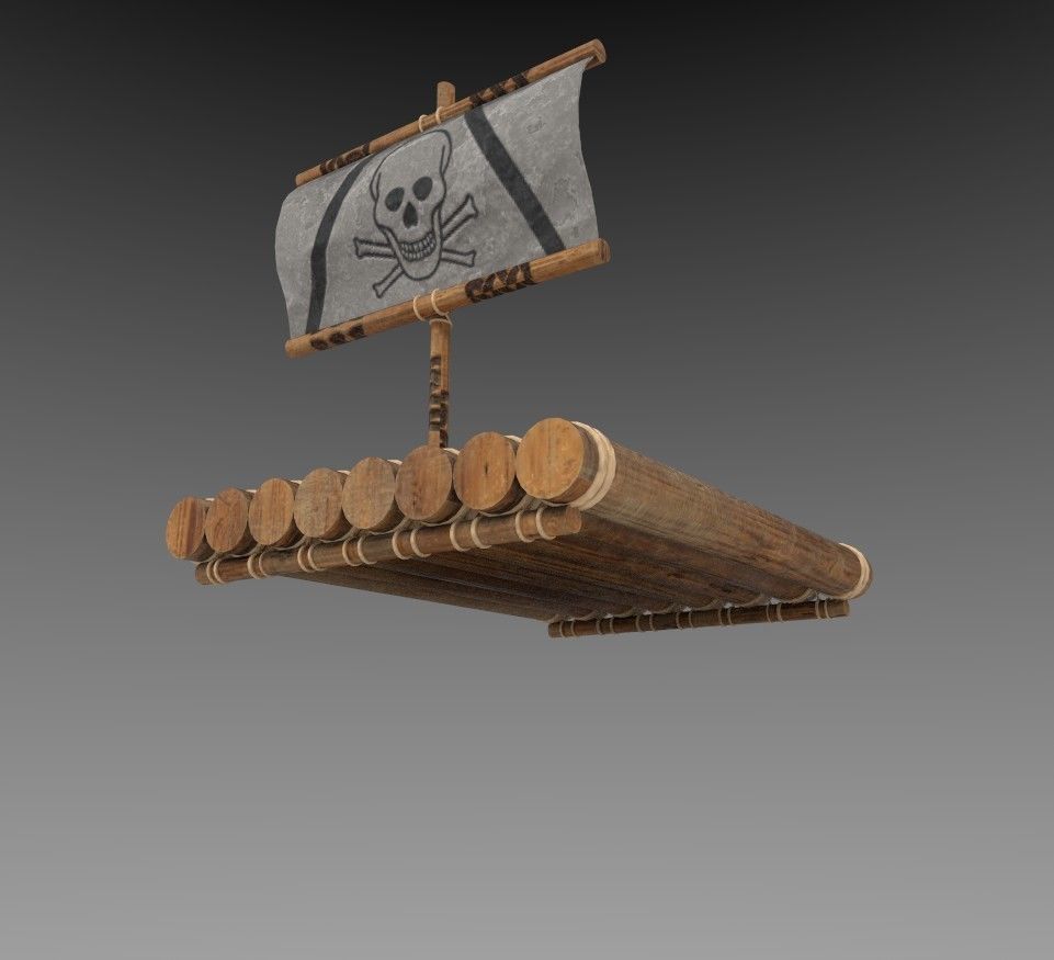 boat of whood Low-poly 3D model_1