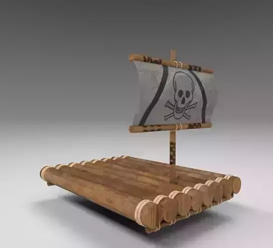 boat of whood Low-poly 3D model