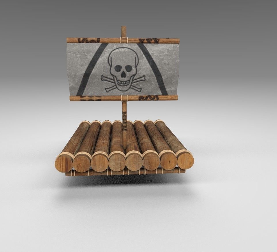 boat of whood Low-poly 3D model_4