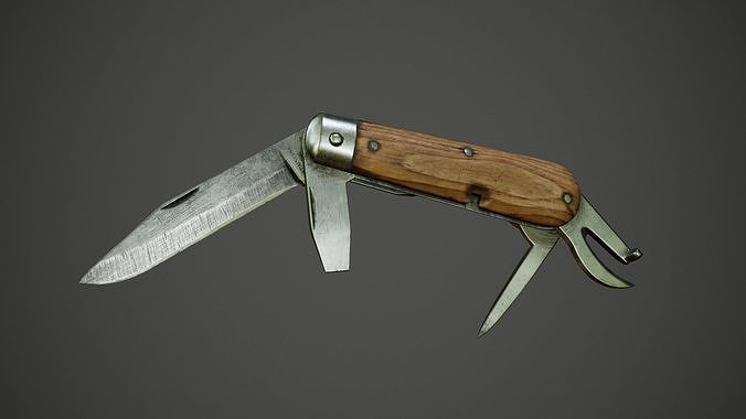 Swiss folding knife Low-poly 3D model