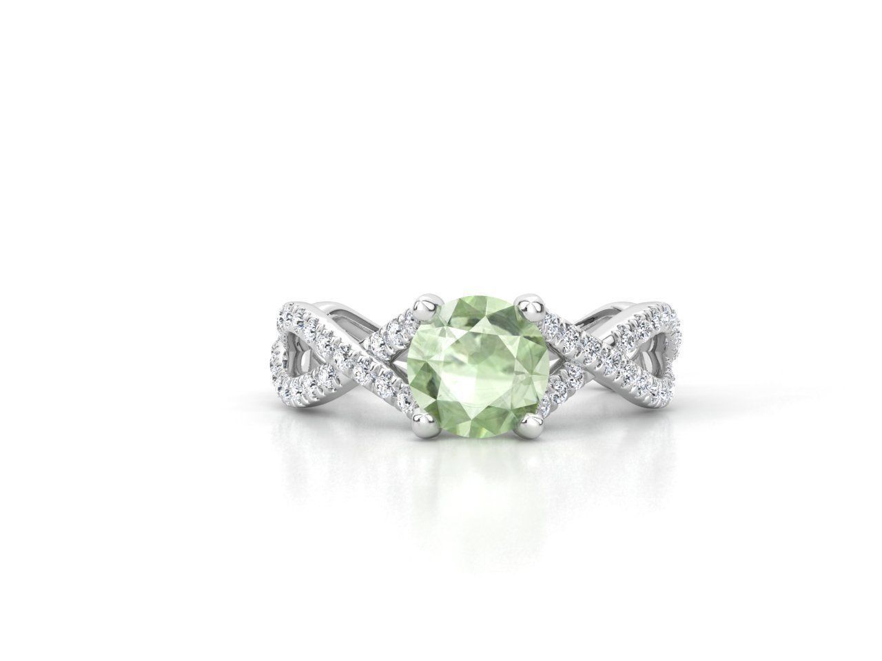 DI020 peridot and diamond engagement ring 3D print model_1