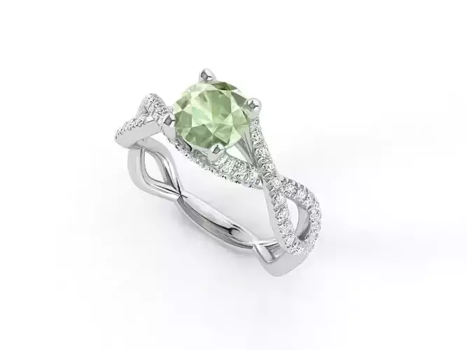 DI020 peridot and diamond engagement ring