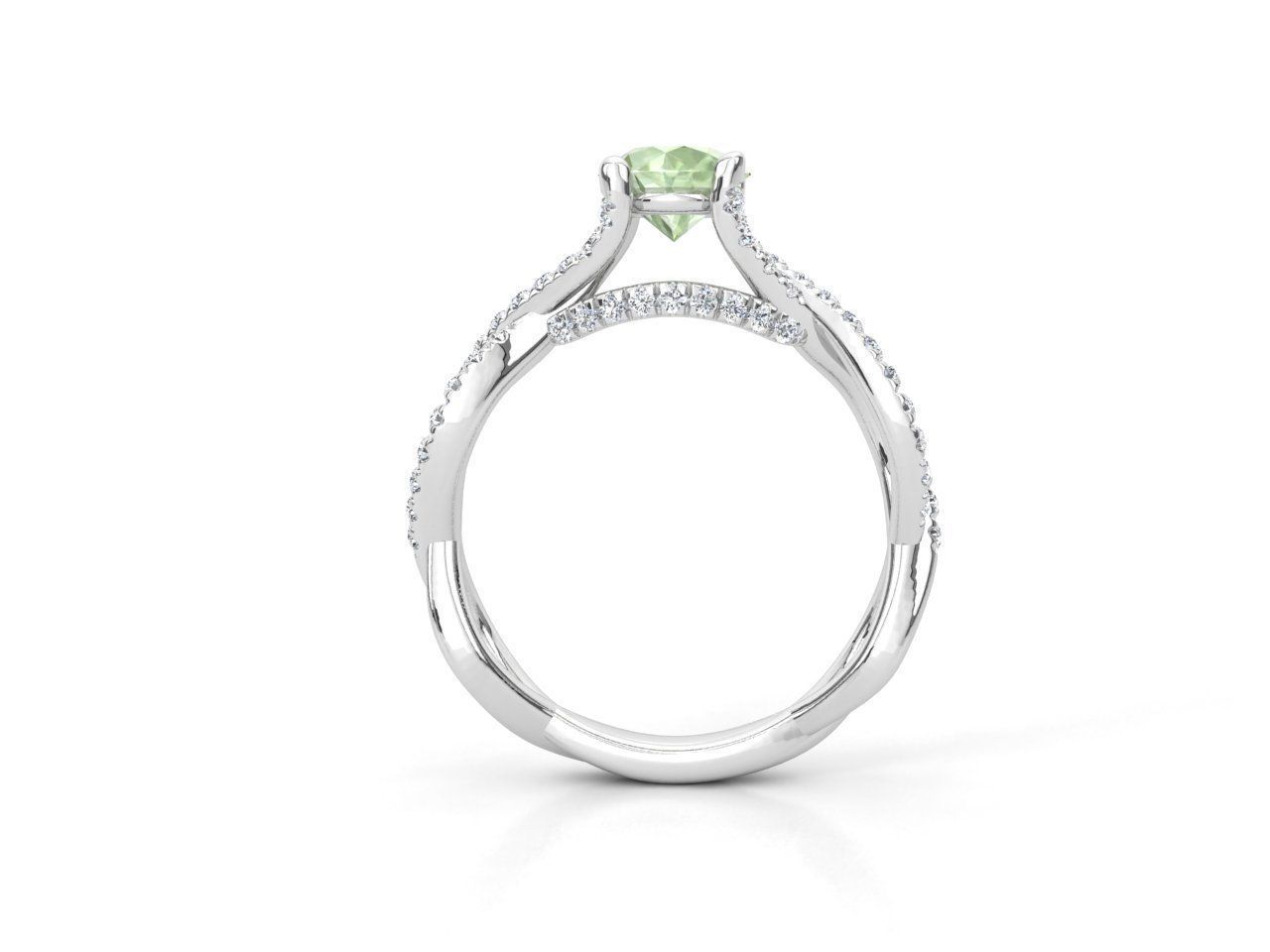 DI020 peridot and diamond engagement ring 3D print model_2