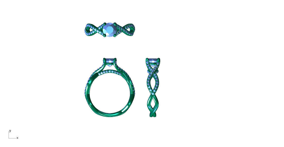 DI020 peridot and diamond engagement ring 3D print model_3