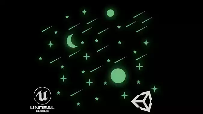 Glowing Stars Low-poly 3D model