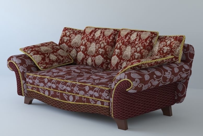 Low poly fabric sofa in a slightly primitive style Low-poly 3D model_3
