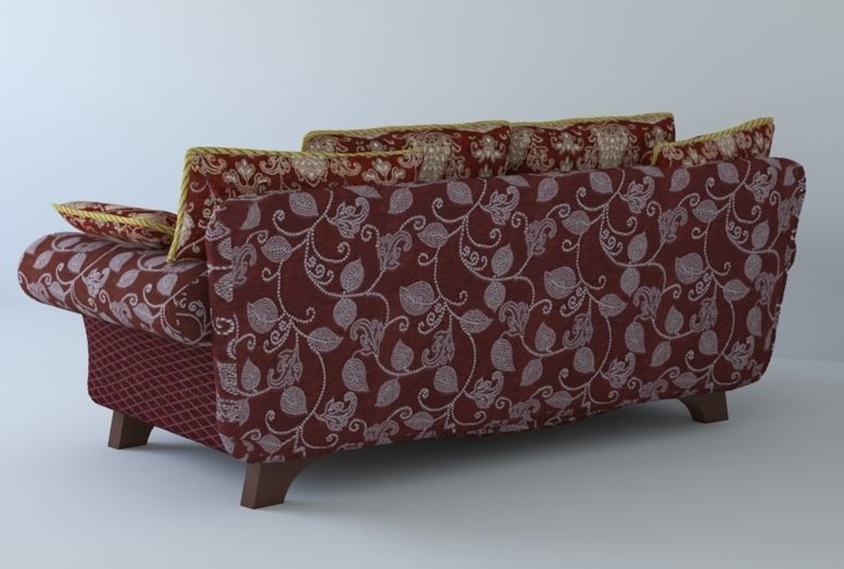 Low poly fabric sofa in a slightly primitive style Low-poly 3D model_9