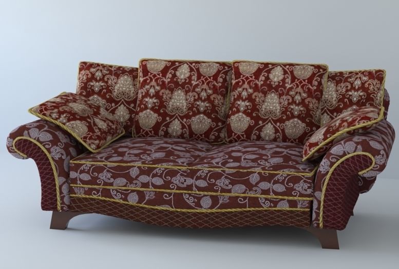 Low poly fabric sofa in a slightly primitive style Low-poly 3D model_5