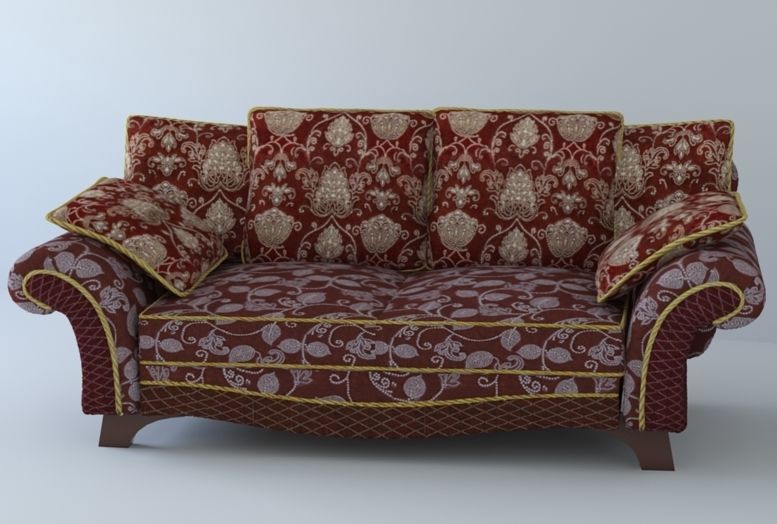 Low poly fabric sofa in a slightly primitive style Low-poly 3D model_1