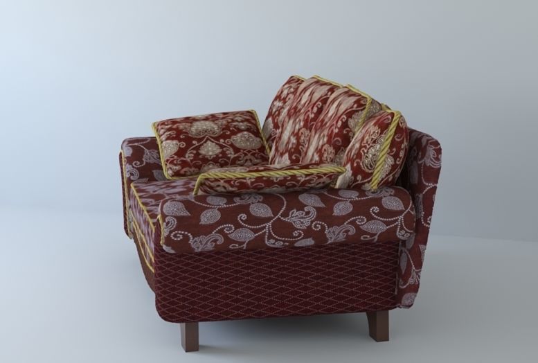 Low poly fabric sofa in a slightly primitive style Low-poly 3D model_4