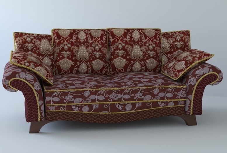 Low poly fabric sofa in a slightly primitive style Low-poly 3D model_2