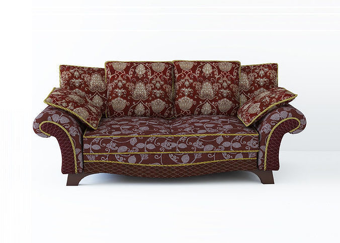 Low poly fabric sofa in a slightly primitive style Low-poly 3D model