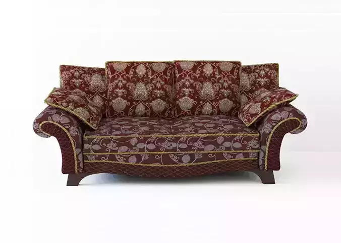 Low poly fabric sofa in a slightly primitive style