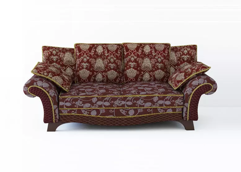 Low poly fabric sofa in a slightly primitive style Low-poly 3D model_0